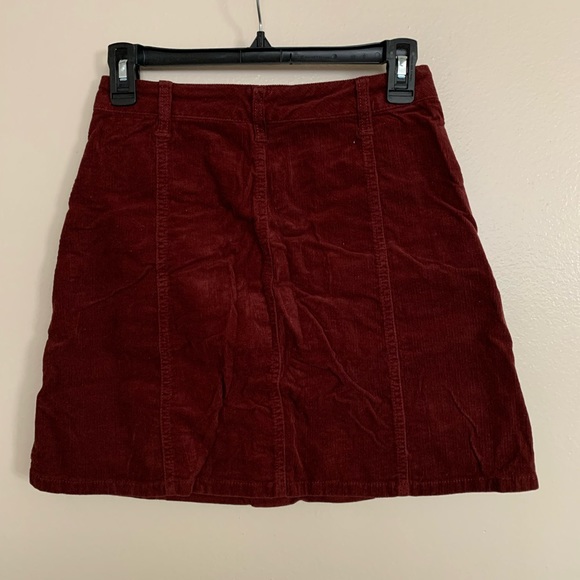 Burgundy corduroy a line mini button up skirt - Picture 2 of 5